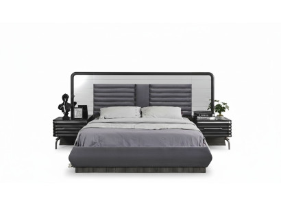 Gruppo camera da letto grigio letto matrimoniale 2x comodini con cassetti