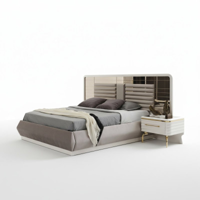 Mobili camera da letto moderni Set letto matrimoniale designer 2 comodini in legno 3 pezzi