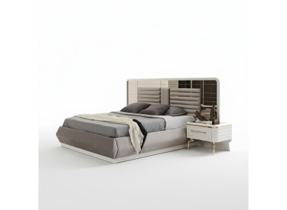 Mobili camera da letto moderni Set letto matrimoniale designer 2 comodini in legno 3 pezzi