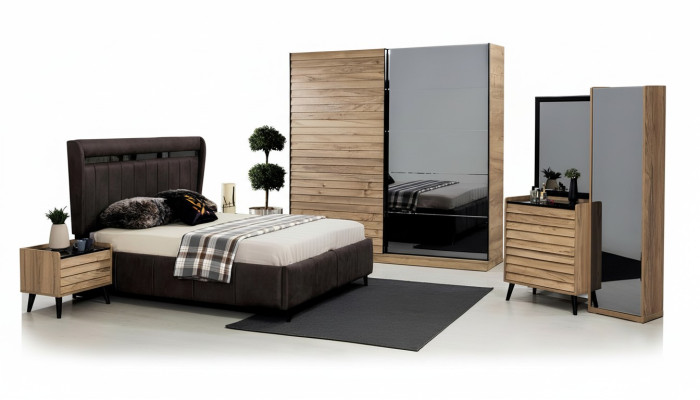 Camera da letto Mobili Designer Letto imbottito 2 comodini Armadio