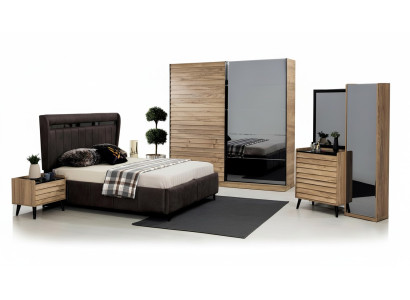 Camera da letto Mobili Designer Letto imbottito 2 comodini Armadio