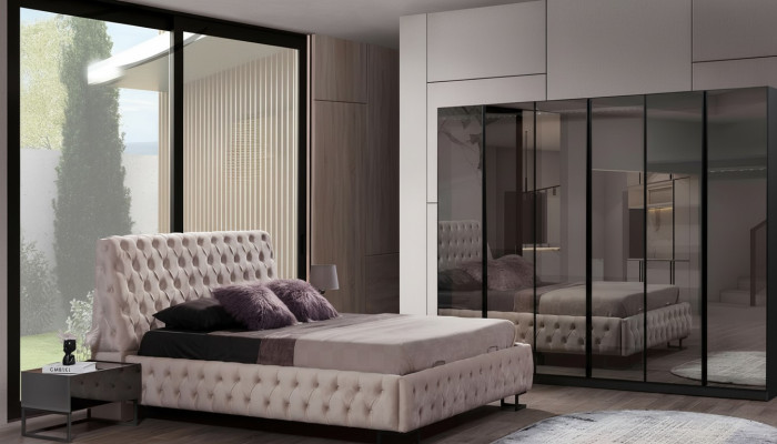 Set da camera da letto di lusso Mobili design Letto di lusso Armadio in legno