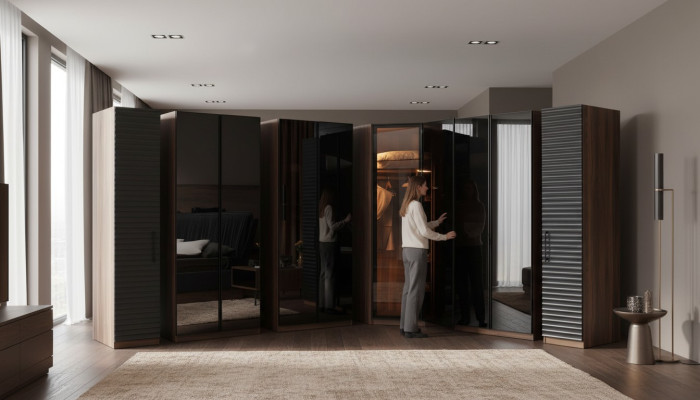 Camera da letto Mobili Armadio moderno ad angolo Armadio in legno di lusso
