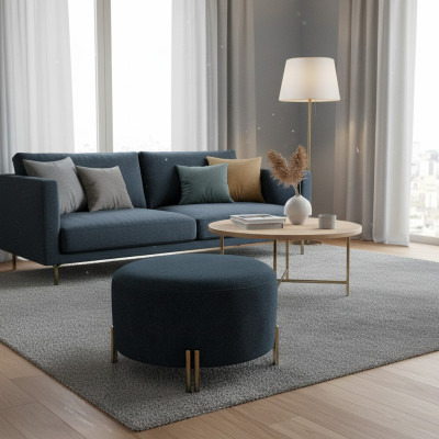 Designer Pouf blu scuro Salotto Poggia piedi Sedute Mobili di lusso
