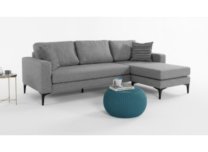 Set soggiorno a forma di L divano grigio mobili imbottiti design divano ad angolo