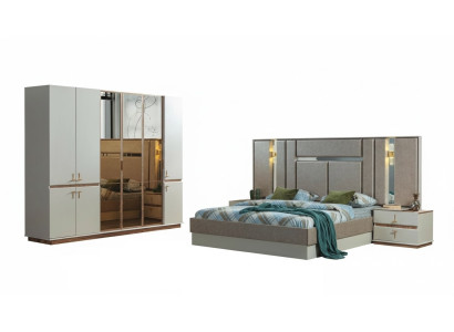 Letto design in legno Armadio guardaroba Lussuosi comodini Set per camera da letto