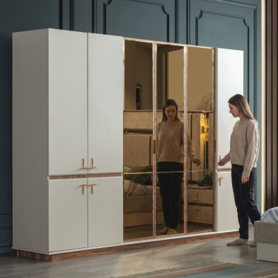 Armadio moderno bianco per camera da letto armadi di lusso in legno.