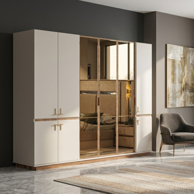 Armadio moderno bianco per camera da letto armadi di lusso in legno.