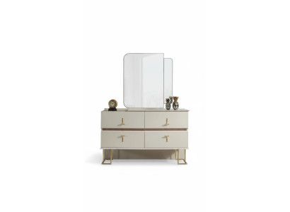 Set camera da letto Comò Specchio elegante Mobili di lusso moderni Nuovo 2 pezzi