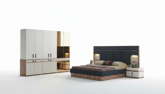 Mobili di lusso Letto 2 comodini Armadio Camera da letto Set
