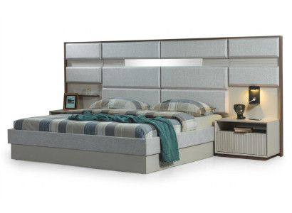 Mobili da camera da letto bianchi Designer Letto matrimoniale di lusso 2x Comodini in legno
