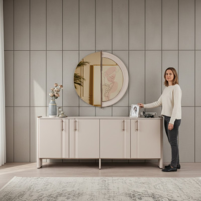 Sala da pranzo credenza di lusso elegante specchio in vetro set da 2 pieces