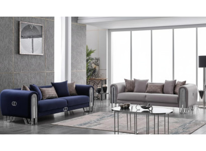 Velluto divano argento set di lussuoso divano 3 + 3 posti divani divani 2 pezzi.