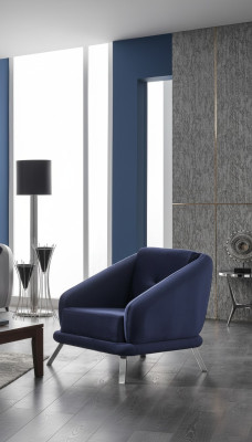 Poltrona Arredamento Soggiorno di Lusso Design Moderno Tessuto Arredo Seduta di Lusso Blu
