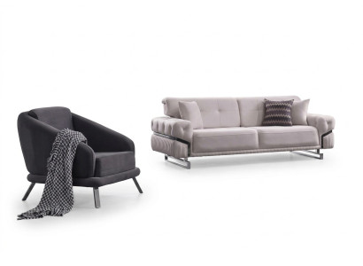 Set salotto con divano tre posti e poltrona stile lussuoso 3+1 posti