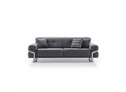 Grigio divano a tre posti in tessuto per il soggiorno, design moderno.