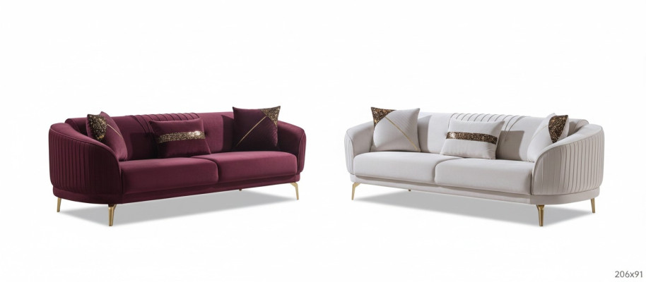 Set di divani imbottiti da designer a tre posti per il soggiorno con divani moderni.