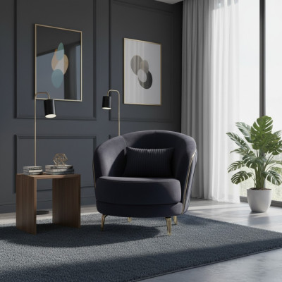 Sedia moderna di lusso con gambe in acciaio inossidabile per il soggiorno, seduta in legno, imbottita.