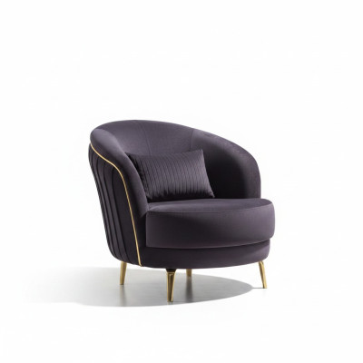 Sedia moderna di lusso con gambe in acciaio inossidabile per il soggiorno, seduta in legno, imbottita.