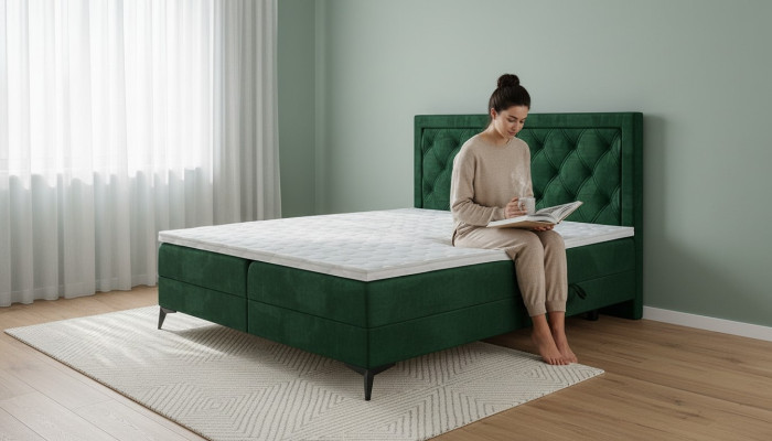 Letto a cassettone di lusso letto a molle matrimoniale letto imbottito in tessuto design mobili.