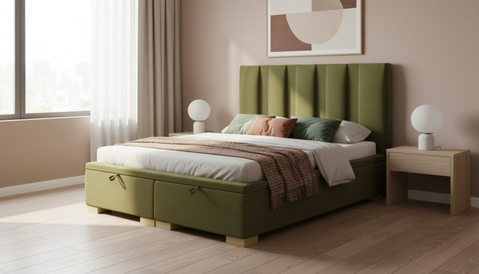 Camera da letto Letto Matrimoniale Moderno Mobili di Design Verde Letto Imbottito