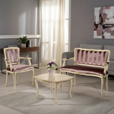 Classico set di sedute, divano poltrona, mobili da soggiorno, panche, set nuovo.