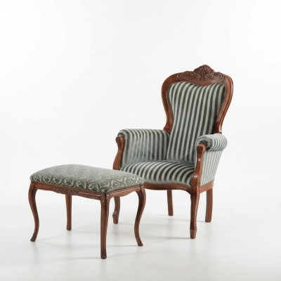 Sedia classica da soggiorno, monoposto, design, imbottita, in stoffa
