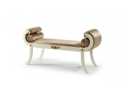 Banchina imbottita beige classica panche sedie mobili da designer in legno.