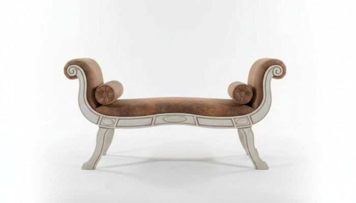 Panca classica per il soggiorno, designer imbottita in stile barocco, nuova.