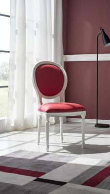 Sedia da pranzo rosa Sedia imbottita in stile classico Sedile in tessuto Poltrona  Sedia da pranzo rosa Sedia imbottita in stile classico Sedile in tessuto Poltrona