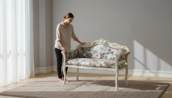 Panchina classica in stile antico a due posti, panca imbottita design per sedili