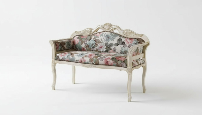 Panchina classica in stile antico a due posti, panca imbottita design per sedili
