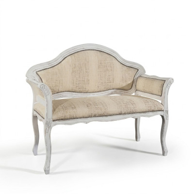 Beige panchina imbottita classica da designer per soggiorno, mobili seduta nuovi di lusso.