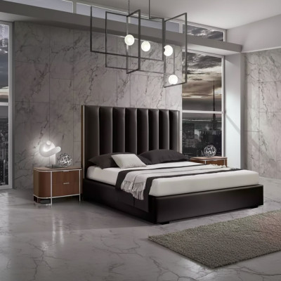 Set da camera da letto moderno completo, letto design + 2 comodini 3 pezzi.