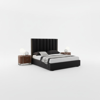 Set da camera da letto moderno completo, letto design + 2 comodini 3 pezzi.