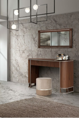 Tavolo da toeletta completo del designer con specchio, mobili moderni nuovi, set 2 pezzi.