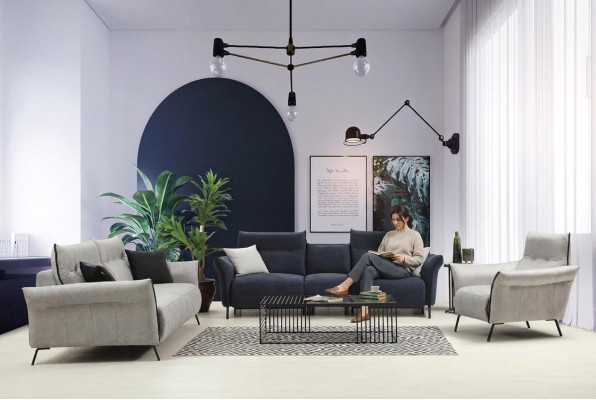 Set di divani per il soggiorno, divano, mobili imbottiti in stile lusso, poltrona design moderno, nuova.
