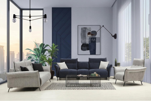 Set di divani per il soggiorno, divano, mobili imbottiti in stile lusso, poltrona design moderno, nuova.