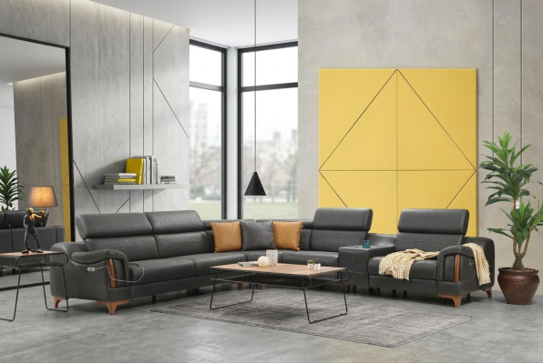 Divano angolare di lusso a forma di L Nuovo arredamento soggiorno design moderno in tessuto