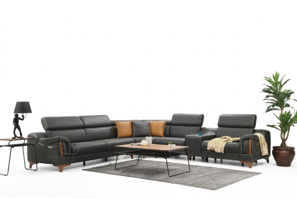 Divano angolare di lusso a forma di L Nuovo arredamento soggiorno design moderno in tessuto