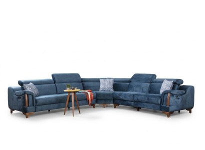 Divano ad angolo moderno a L blu, design salotto divano nuovo.