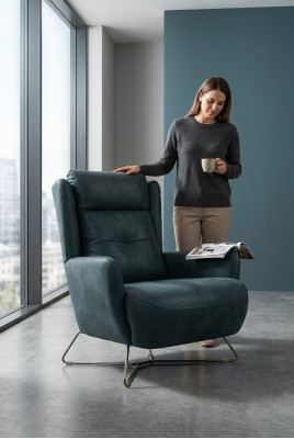 Moderno Sedia Nera Salotto Design Poltrona Tessuto Imbottito