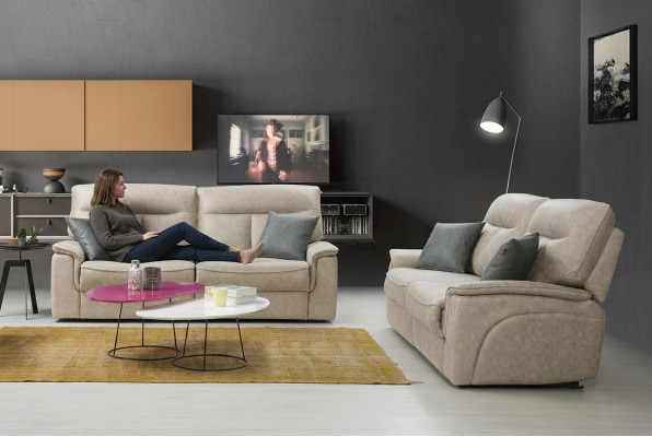 Set completo di 2 divani a tre posti, set di divani moderni per il soggiorno.