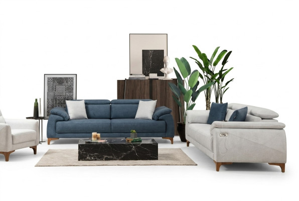Divano moderno a tre posti 2x, design completo in tessuto per divani.