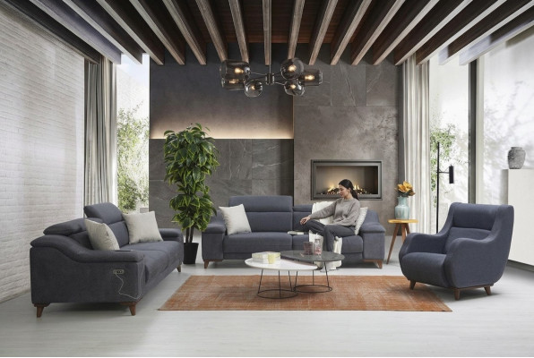 Set di divani completo moderno per soggiorno in tessuto di lusso poltrone.
