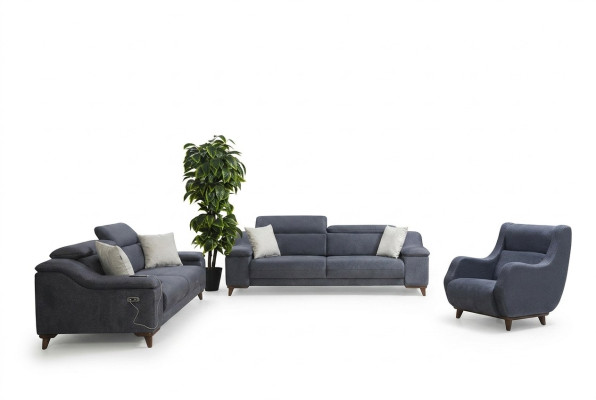 Set di divani completo moderno per soggiorno in tessuto di lusso poltrone.