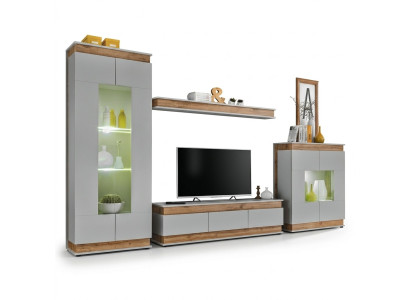 Set da soggiorno moderno di lusso 4 pezzi. Mobile porta TV Vetrina Legno Nuovo