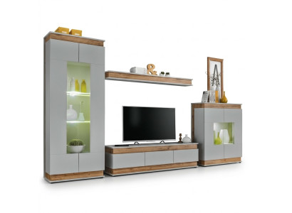Mobile TV grigio design in legno per soggiorno 4 pezzi