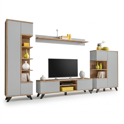 Set soggiorno libreria porta TV mensola set mobili soggiorno in legno 4 pezzi.