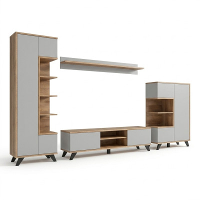Set di mobili per soggiorno di lusso 4 pezzi con supporto TV e libreria